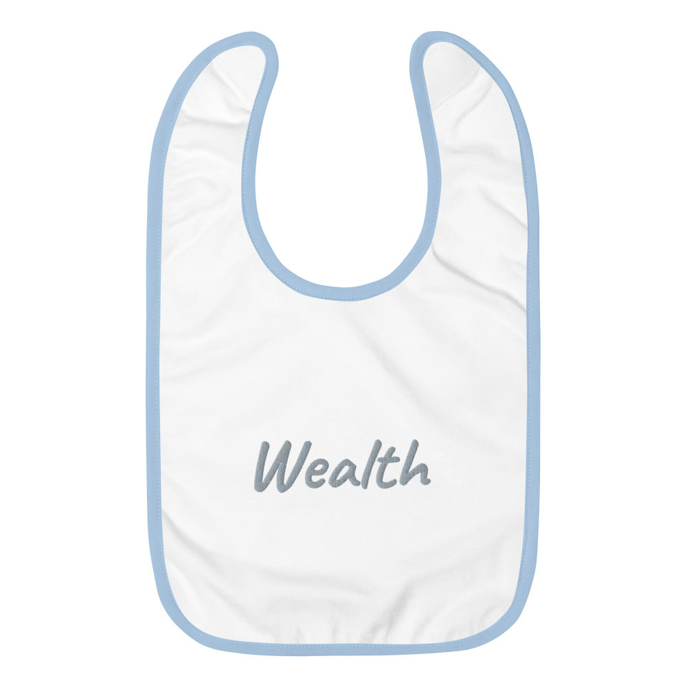 Wealth In Silver Embroidery on Baby Bib