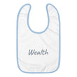 Wealth In Silver Embroidery on Baby Bib