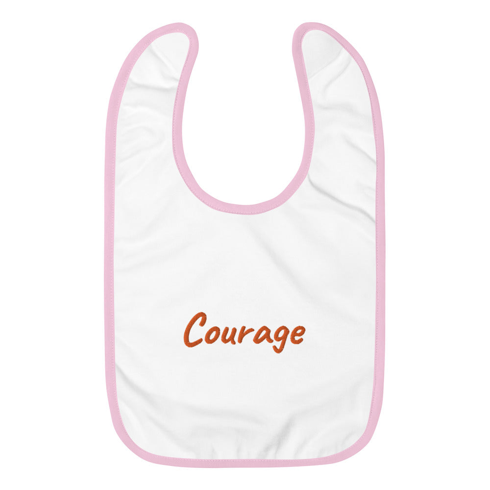 Courage In Amber Embroidery on Baby Bib