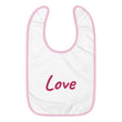 Love In Star Rose Quartz Embroidery on Baby Bib