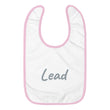 Lead In Silver Embroidery on Baby Bib