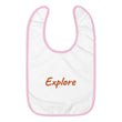 Explore In Amber Embroidery on Baby Bib