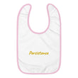 Persistence In Gold Embroidery on Baby Bib