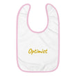 Optimist In Gold Embroidery on Baby Bib