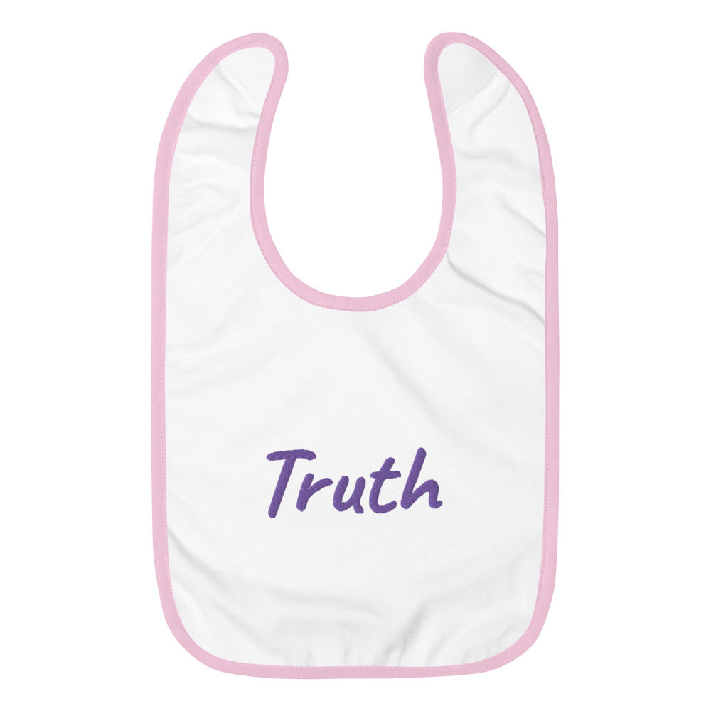 Truth In Amethyst Embroidery on Baby Bib