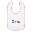 Truth In Amethyst Embroidery on Baby Bib