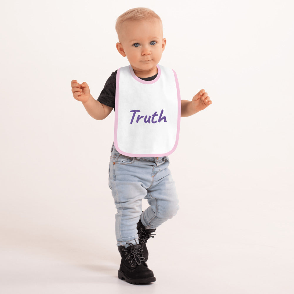 Truth In Amethyst Embroidery on Baby Bib