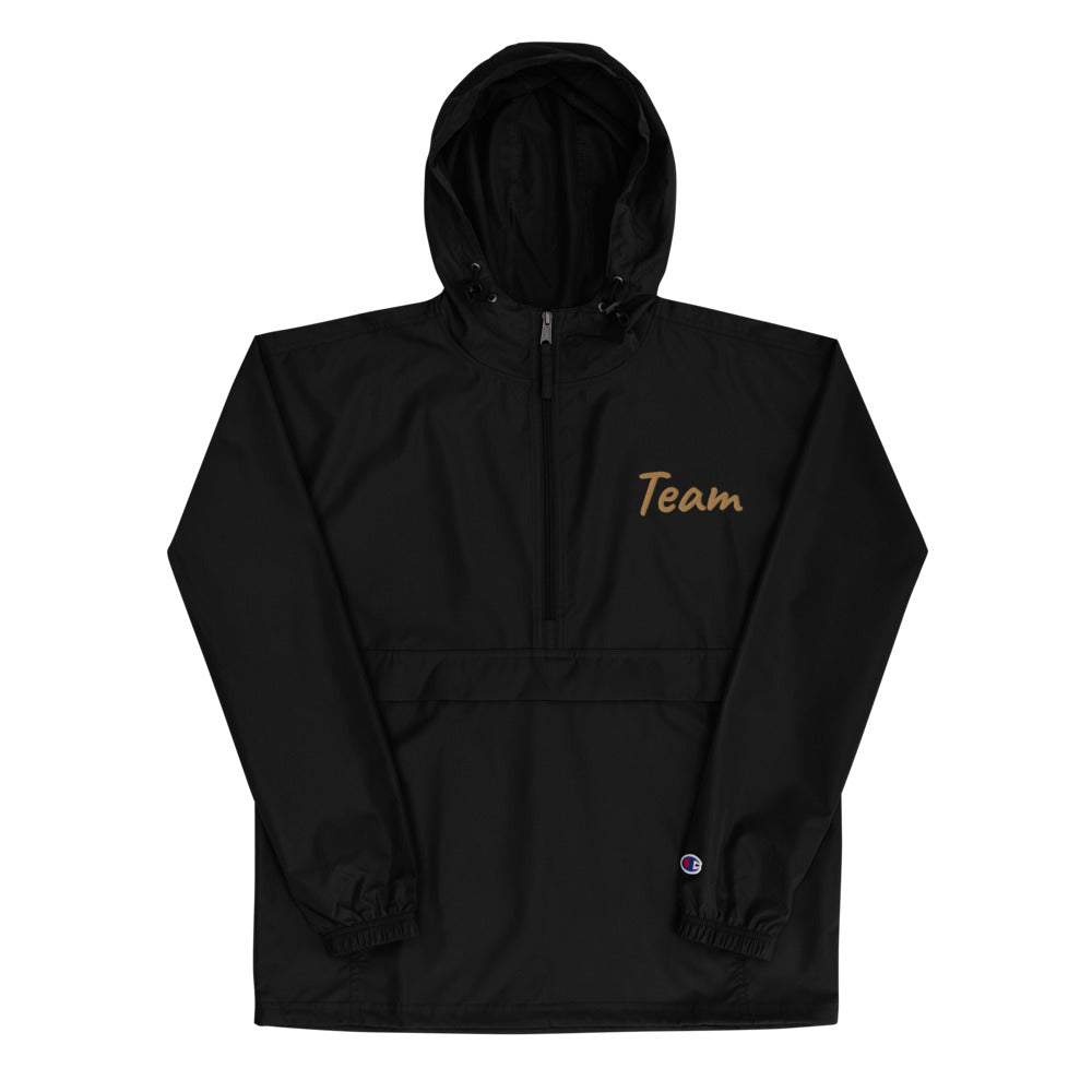 Team In Celluloid Embroidery on Packable Rain Jacket Windbreaker