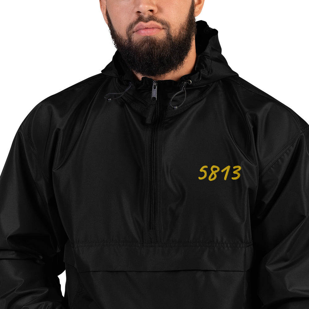 5813 In Gold Embroidery on Packable Rain Jacket Windbreaker