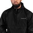 Leadership In Silver Embroidery on Packable Rain Jacket Windbreaker