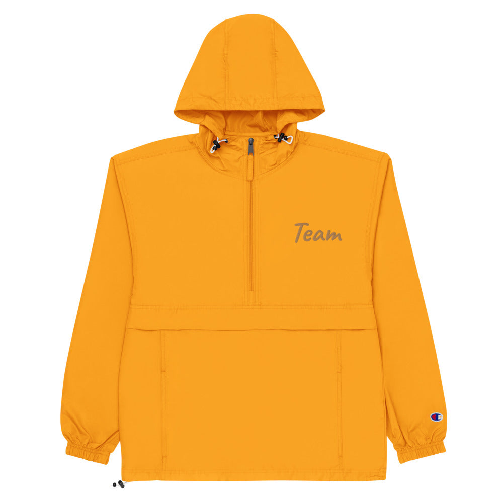 Team In Celluloid Embroidery on Packable Rain Jacket Windbreaker