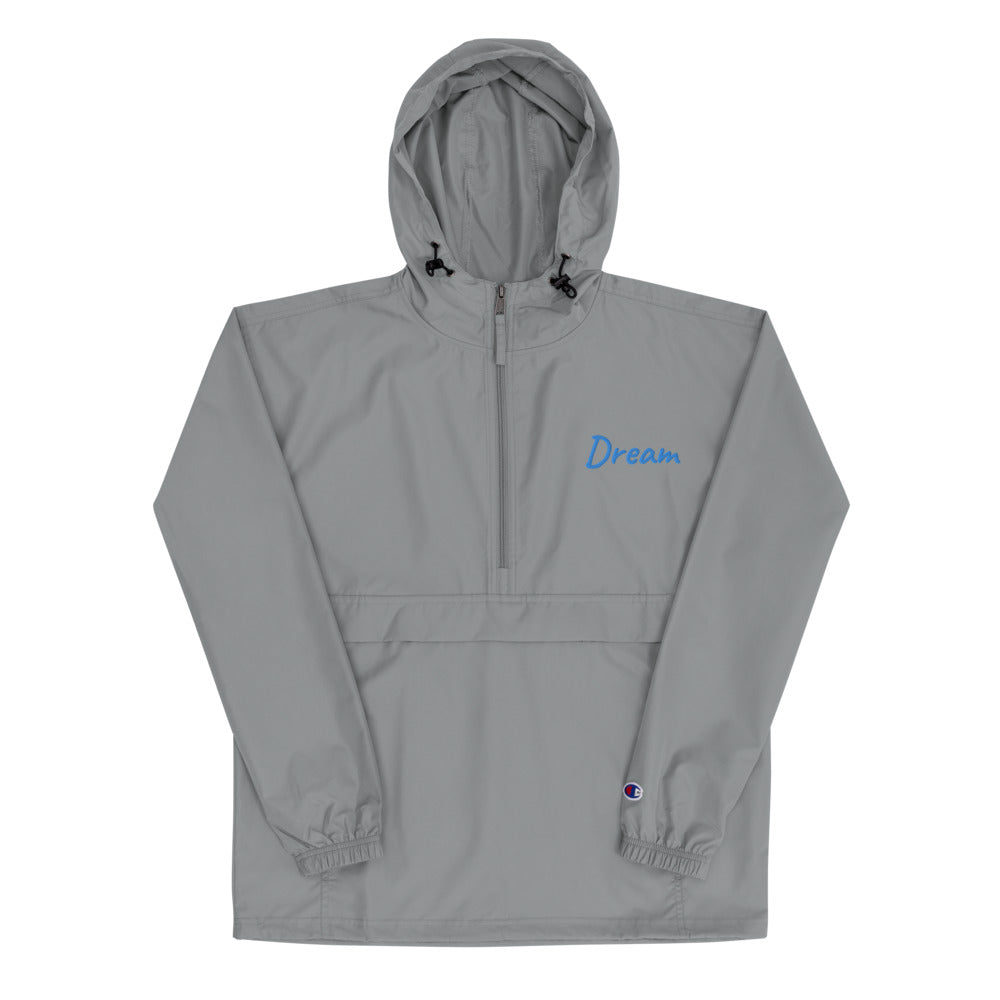 Dream In Sapphire Embroidery on Packable Rain Jacket Windbreaker