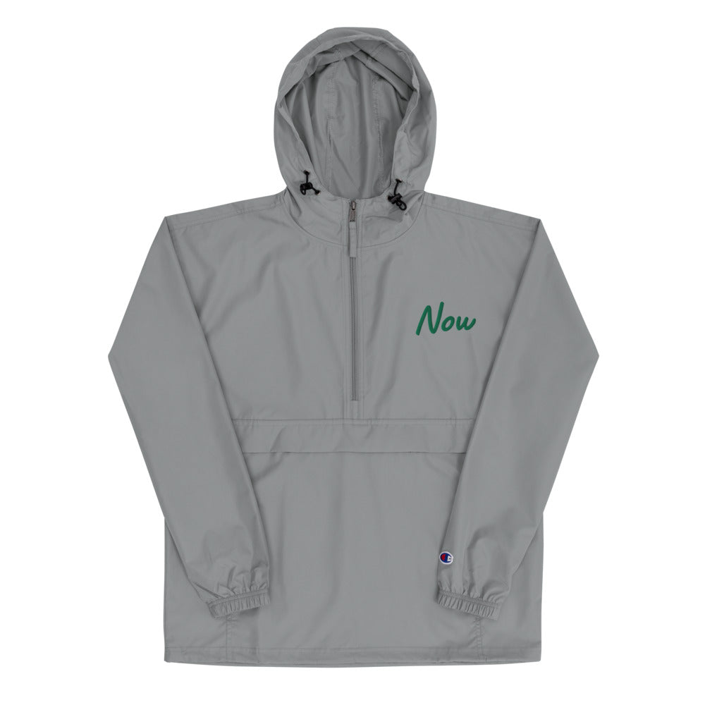 Now In Emerald Embroidery on Packable Rain Jacket Windbreaker