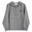 Now In Emerald Embroidery on Packable Rain Jacket Windbreaker