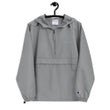 Wealth In Silver Embroidery on Packable Rain Jacket Windbreaker