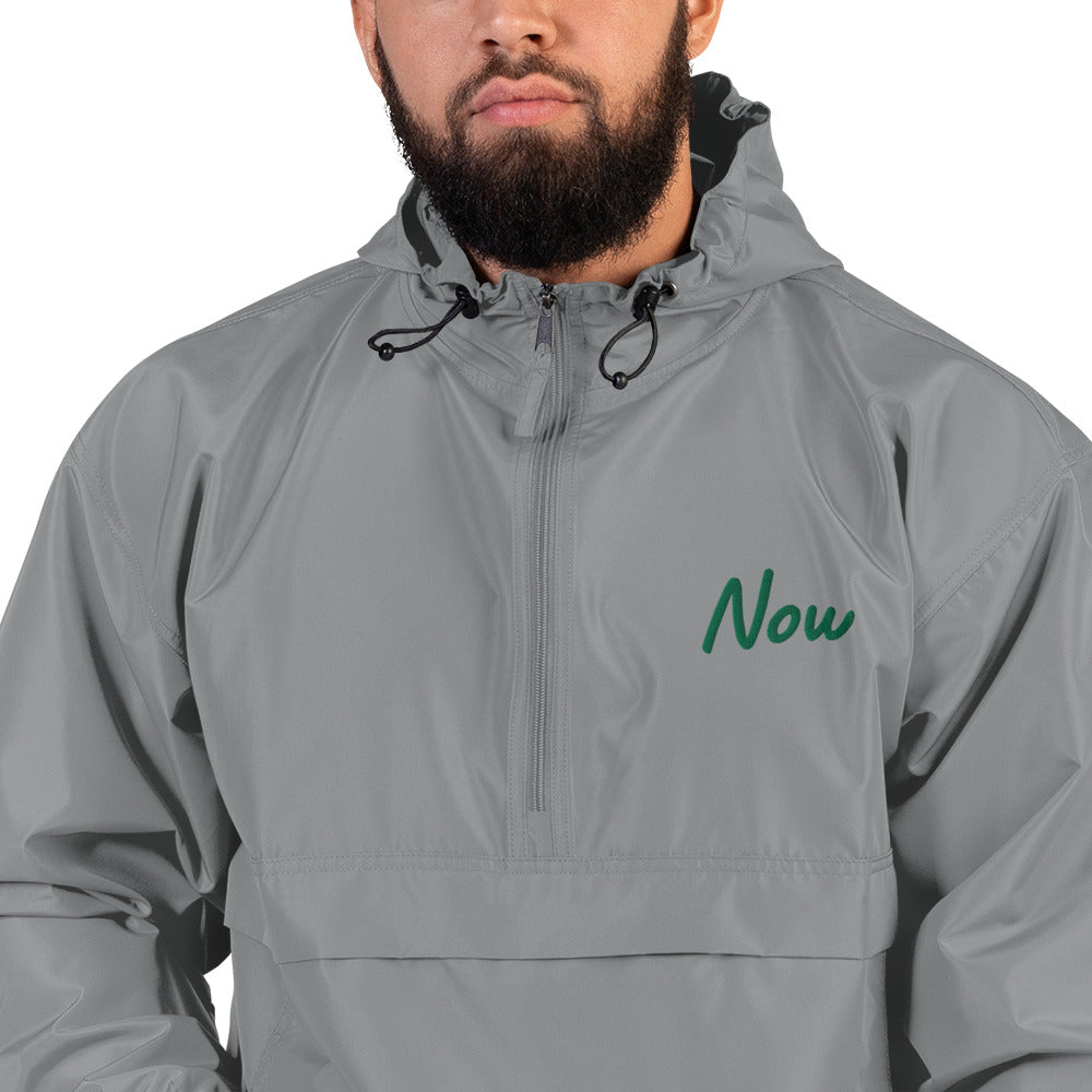 Now In Emerald Embroidery on Packable Rain Jacket Windbreaker