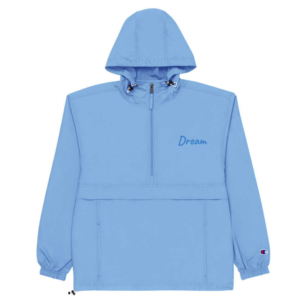 Dream In Sapphire Embroidery on Packable Rain Jacket Windbreaker