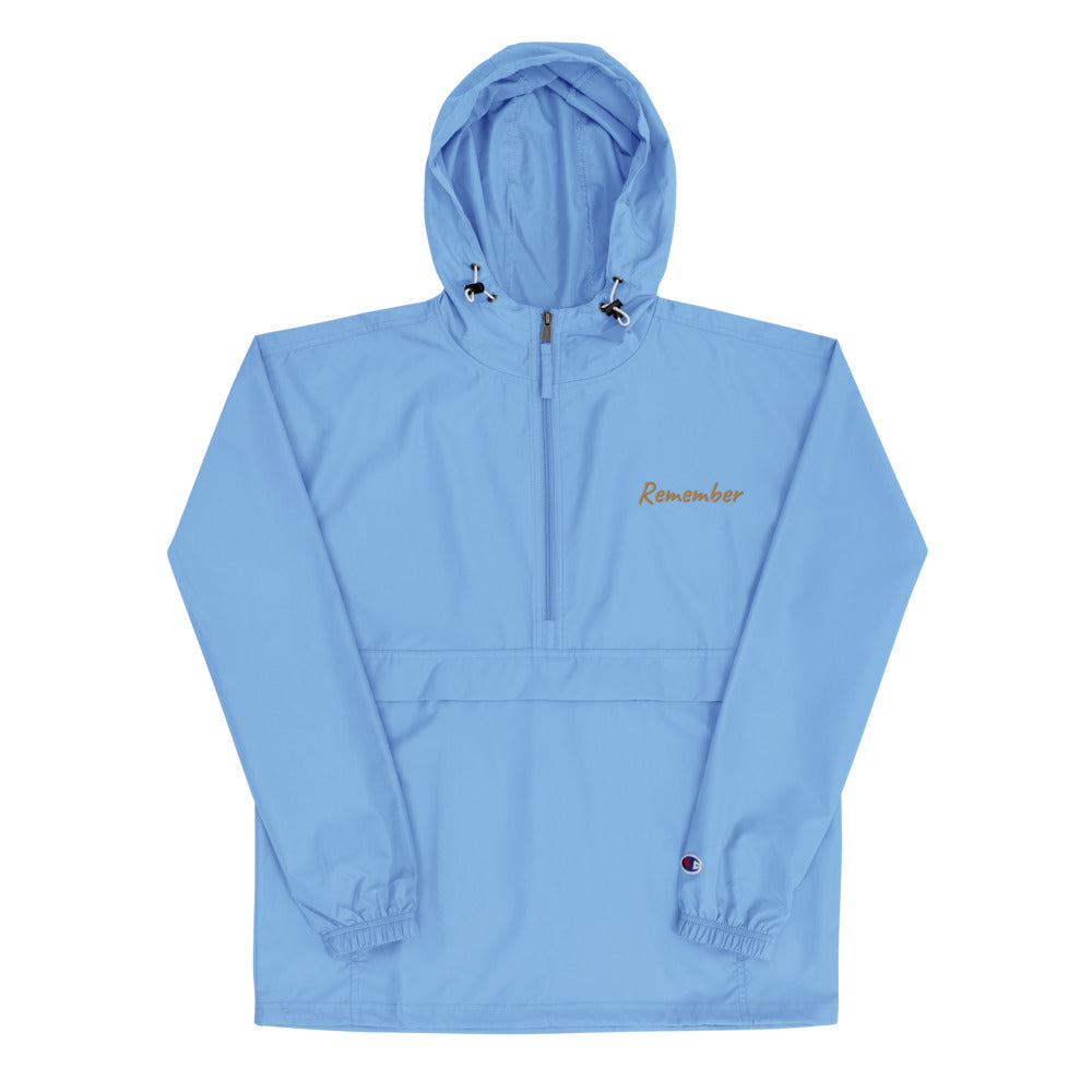 Remember In Celluloid Embroidery on Packable Rain Jacket Windbreaker