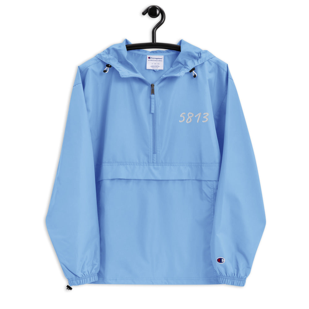 5813 In Pearl Embroidery on Packable Rain Jacket Windbreaker