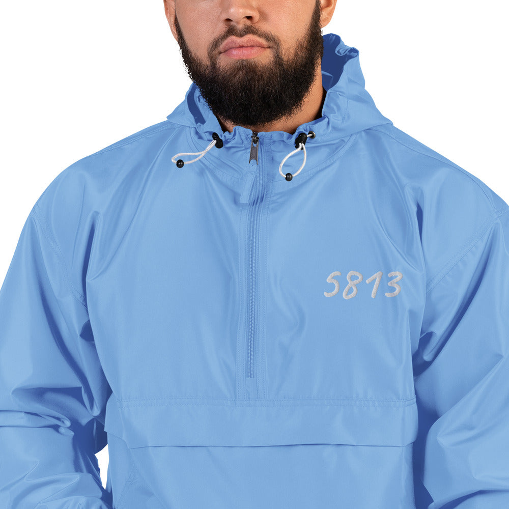 5813 In Pearl Embroidery on Packable Rain Jacket Windbreaker