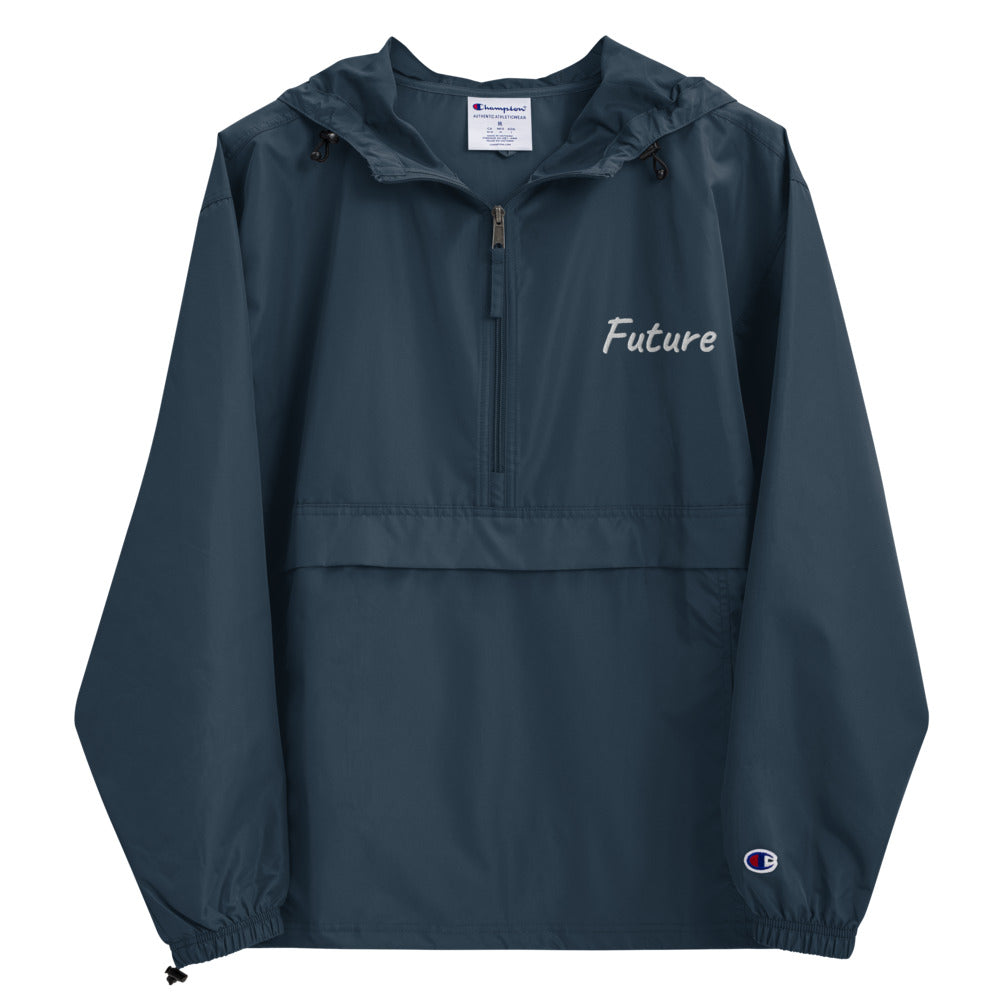 Future In Pearl Embroidery on Packable Rain Jacket Windbreaker