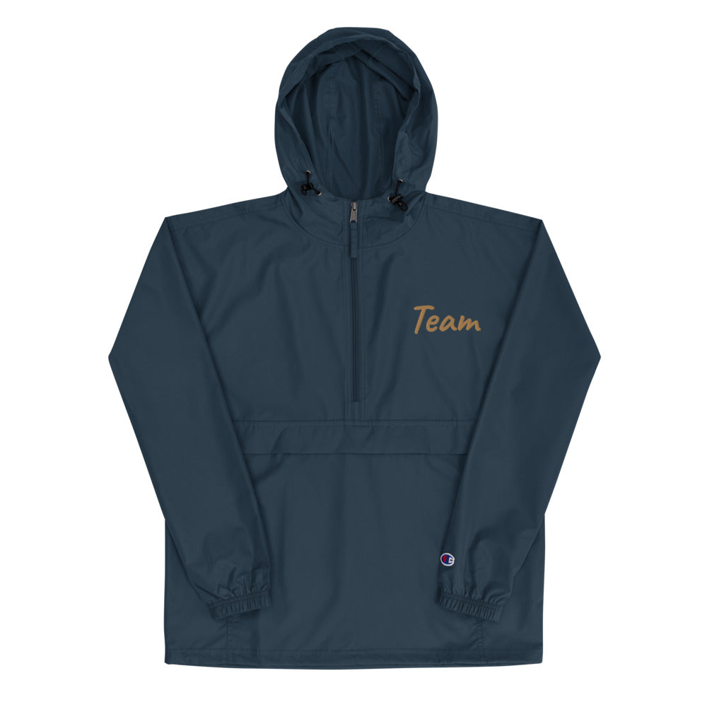 Team In Celluloid Embroidery on Packable Rain Jacket Windbreaker