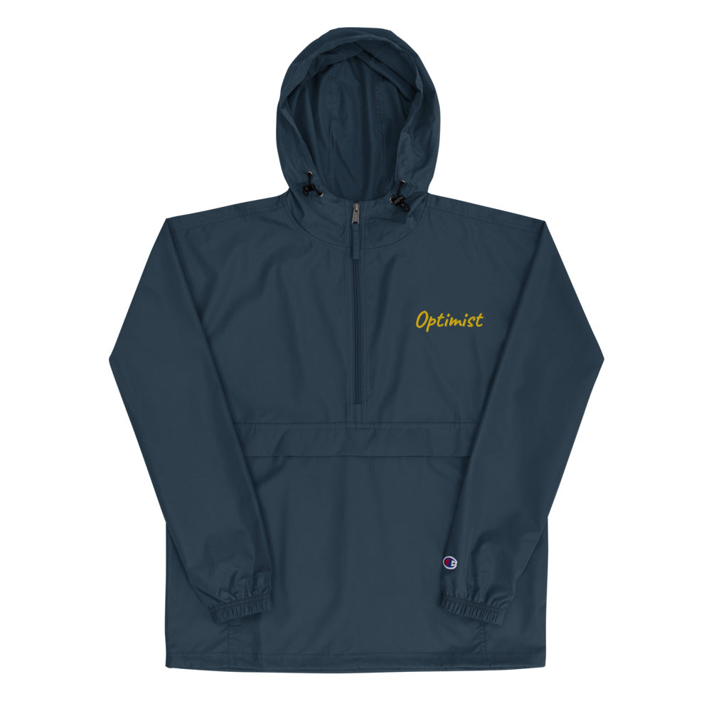 Optimist In Gold Embroidery on Packable Rain Jacket Windbreaker