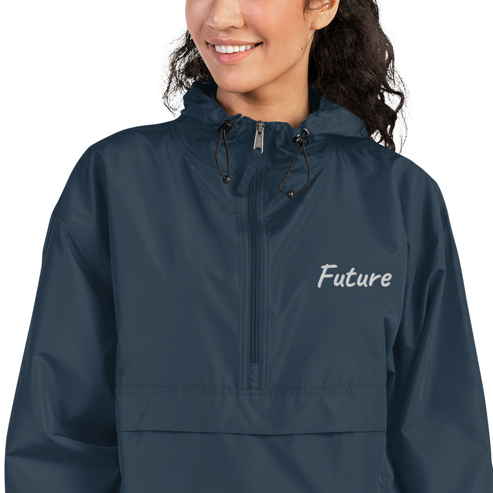 Future In Pearl Embroidery on Packable Rain Jacket Windbreaker