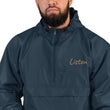 Listen In Copper Embroidery on Packable Rain Jacket Windbreaker