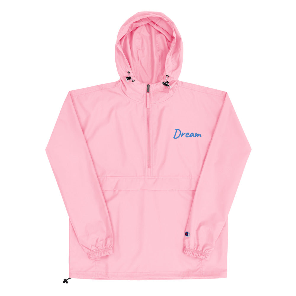 Dream In Sapphire Embroidery on Packable Rain Jacket Windbreaker