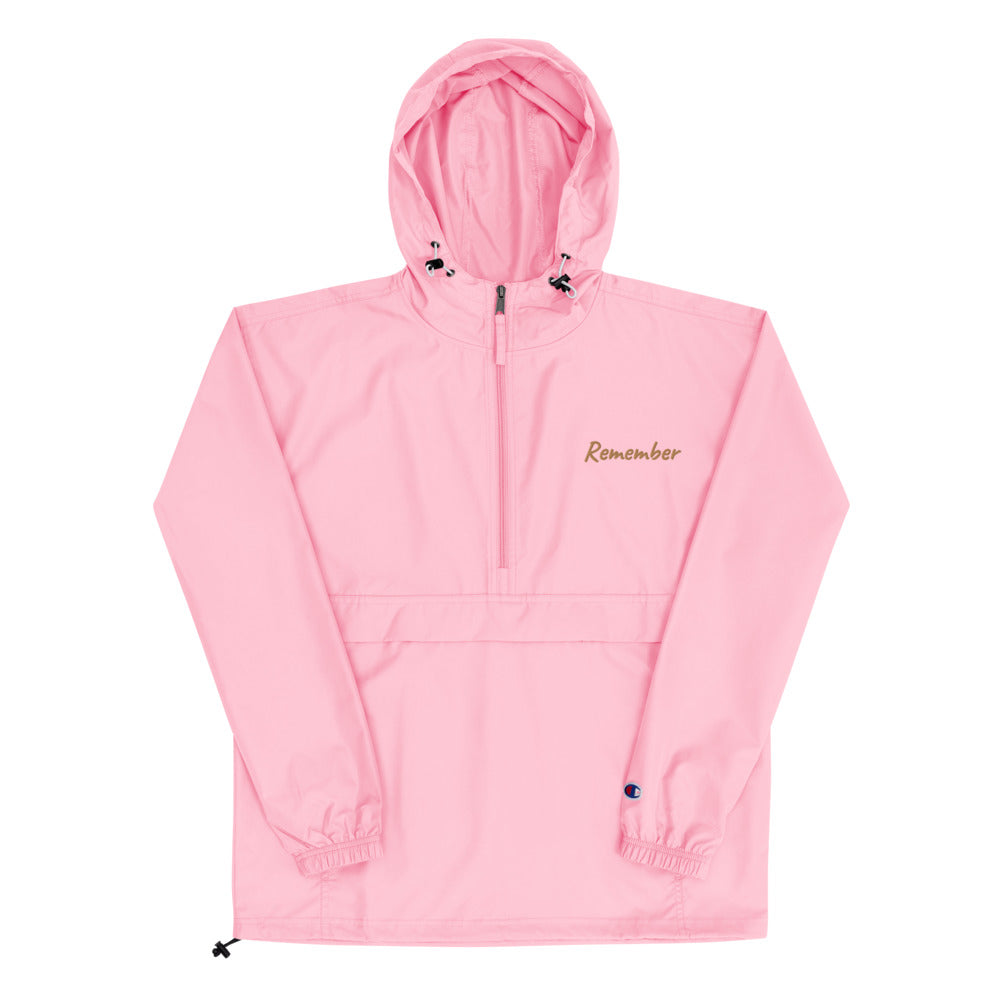 Remember In Celluloid Embroidery on Packable Rain Jacket Windbreaker