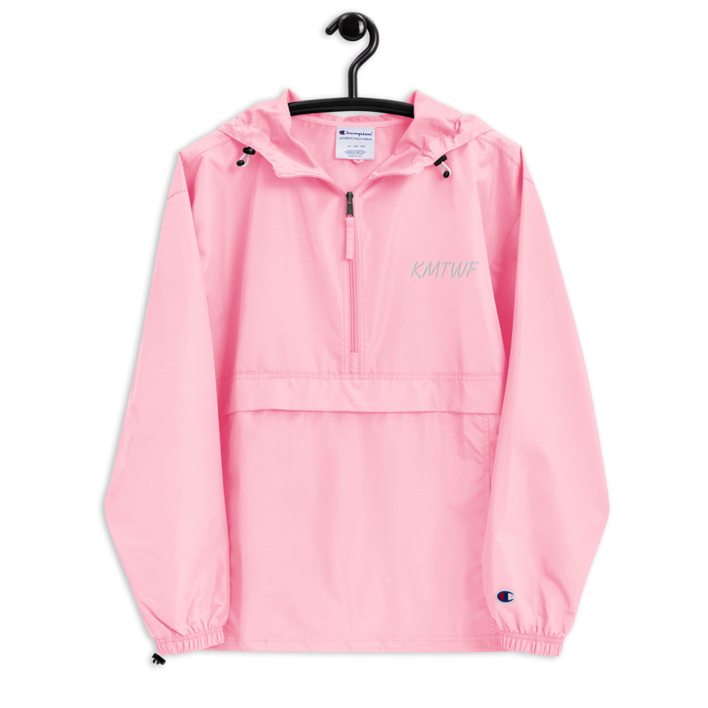 KMTWF In Pearl Embroidery on Packable Rain Jacket Windbreaker