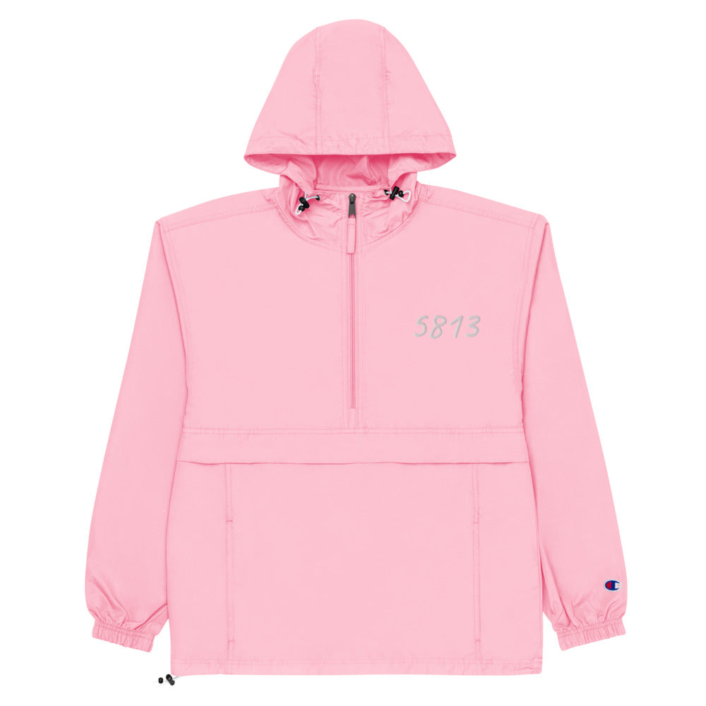 5813 In Pearl Embroidery on Packable Rain Jacket Windbreaker