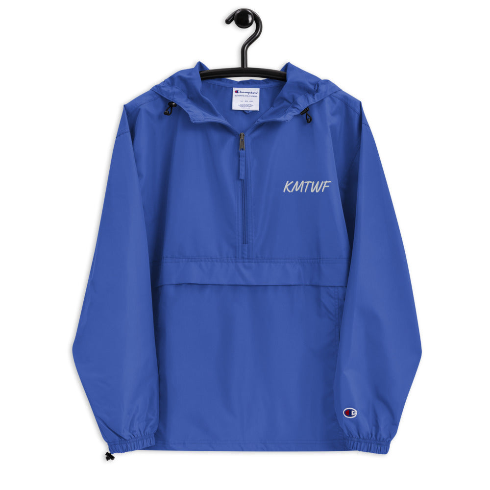 KMTWF In Pearl Embroidery on Packable Rain Jacket Windbreaker