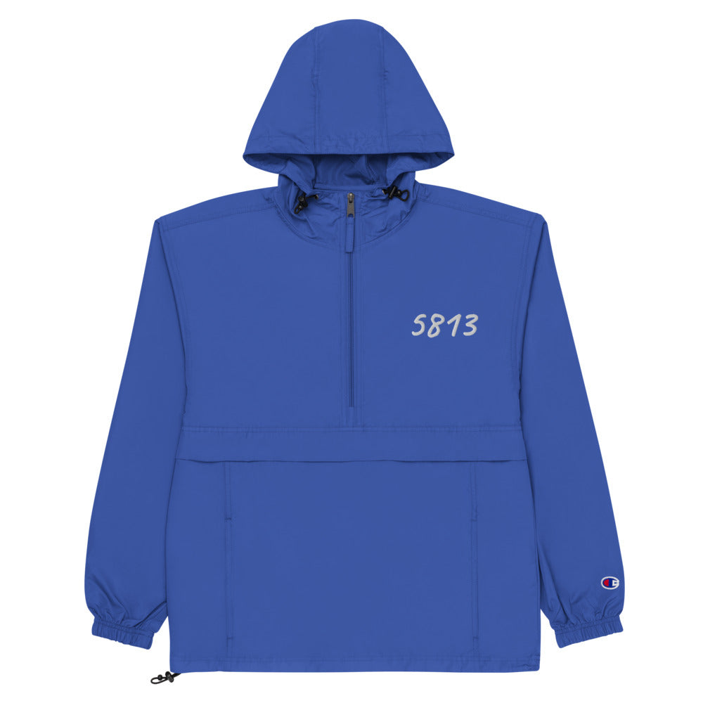 5813 In Pearl Embroidery on Packable Rain Jacket Windbreaker