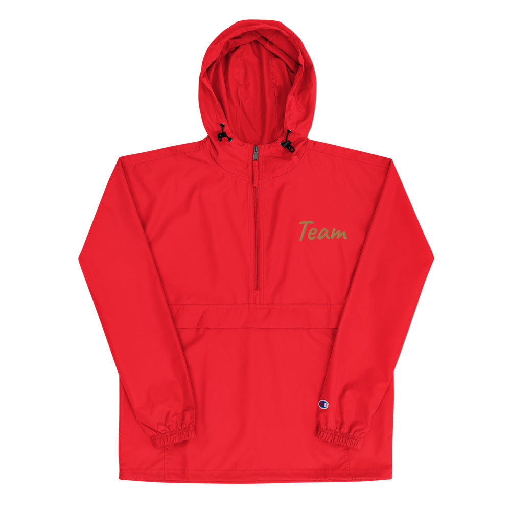 Team In Celluloid Embroidery on Packable Rain Jacket Windbreaker