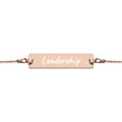 Leadership on Engraved Sterling Silver Bar Chain Bracelet