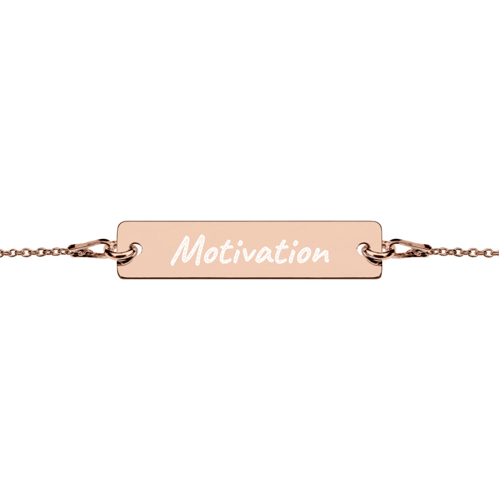 Motivation on Engraved Sterling Silver Bar Chain Bracelet