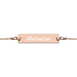 Motivation on Engraved Sterling Silver Bar Chain Bracelet