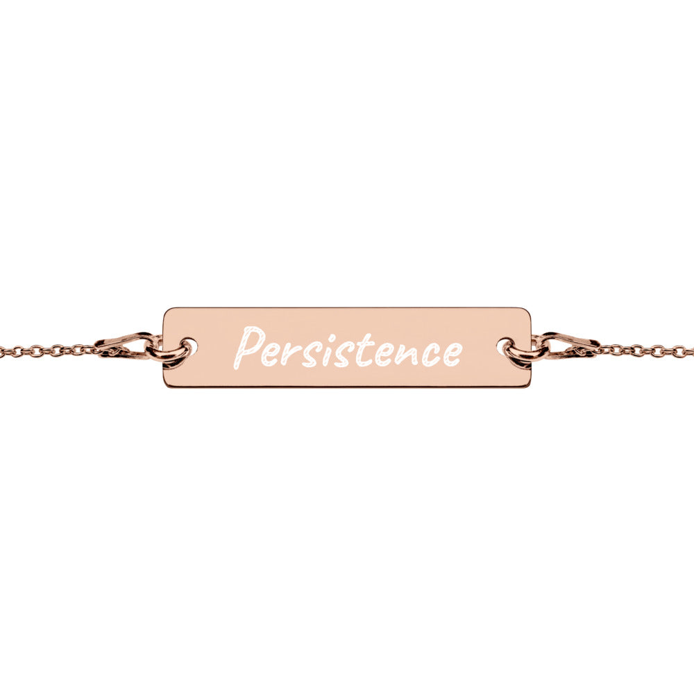 Persistence on Engraved Sterling Silver Bar Chain Bracelet