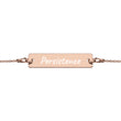 Persistence on Engraved Sterling Silver Bar Chain Bracelet