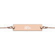 Win on Engraved Sterling Silver Bar Chain Bracelet