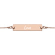 Love on Engraved Sterling Silver Bar Chain Bracelet