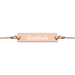 Gratitude on Engraved Sterling Silver Bar Chain Bracelet