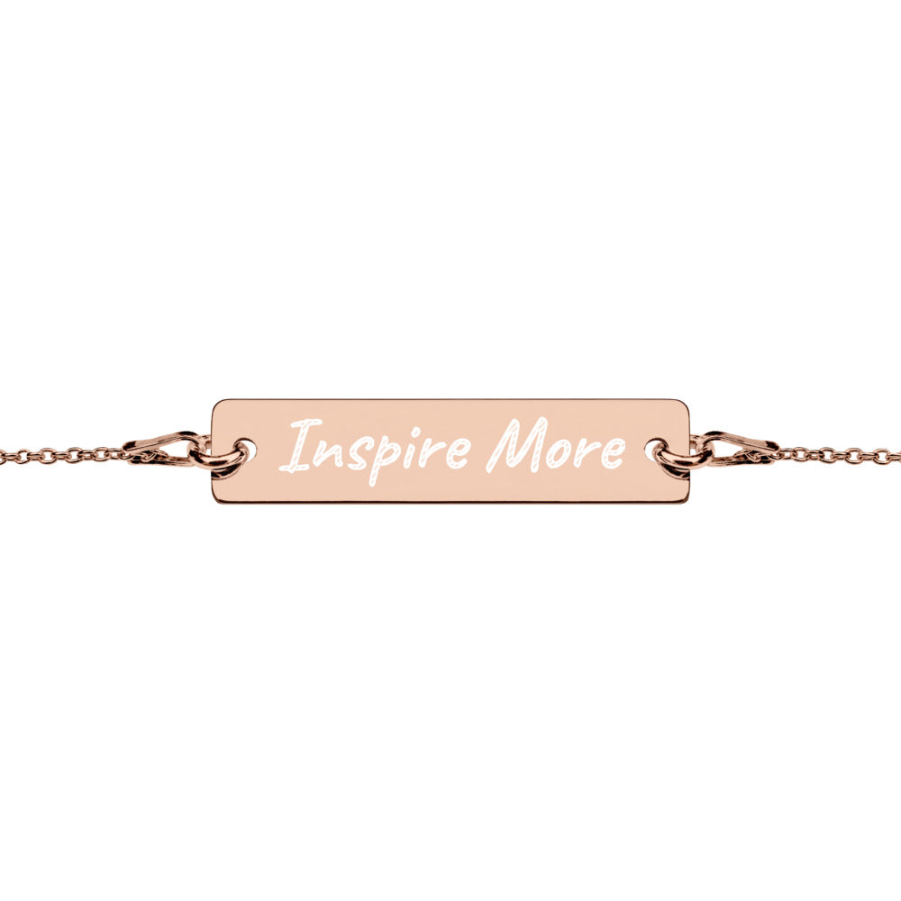 Inspire More on Engraved Sterling Silver Bar Chain Bracelet