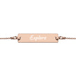 Explore on Engraved Sterling Silver Bar Chain Bracelet