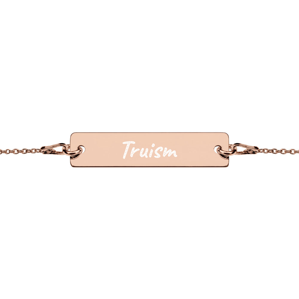 Truism on Engraved Sterling Silver Bar Chain Bracelet