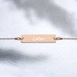 Listen on Engraved Sterling Silver Bar Chain Bracelet