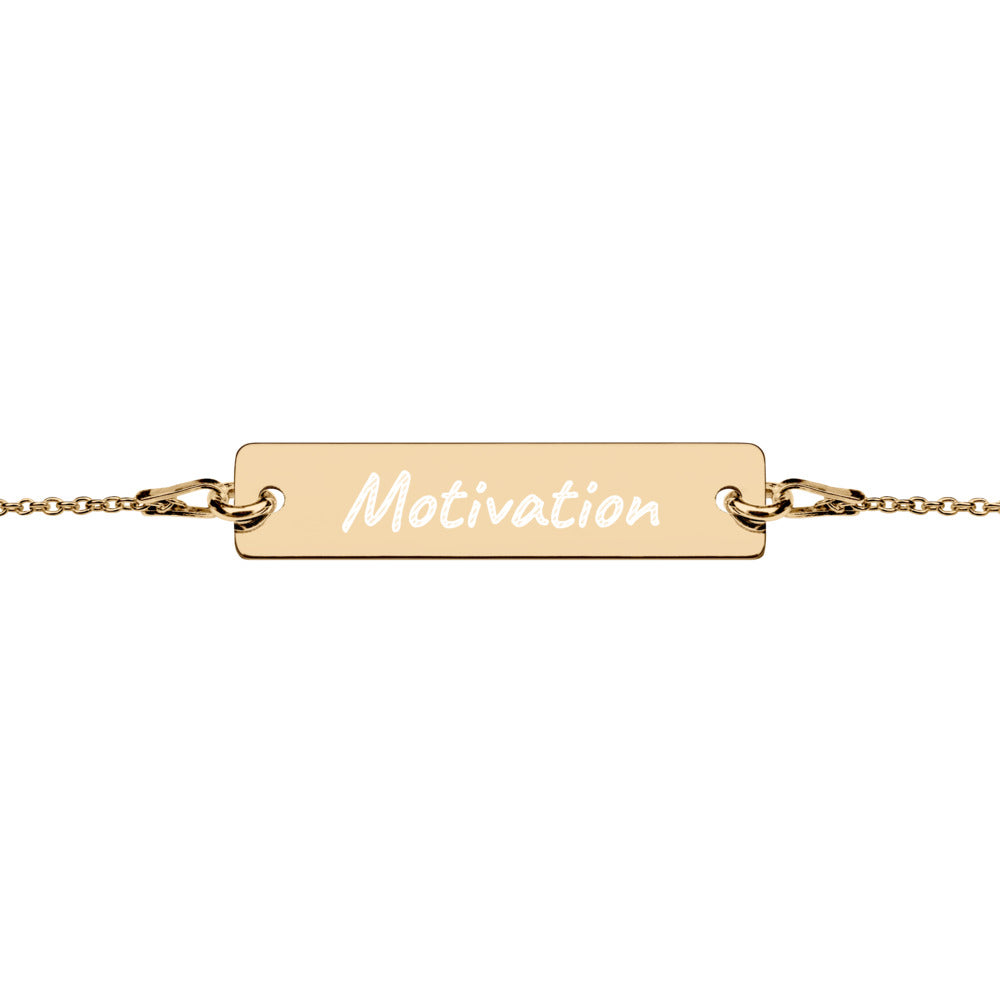 Motivation on Engraved Sterling Silver Bar Chain Bracelet