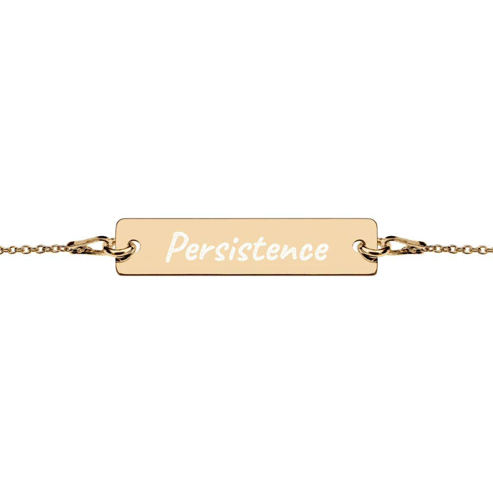 Persistence on Engraved Sterling Silver Bar Chain Bracelet